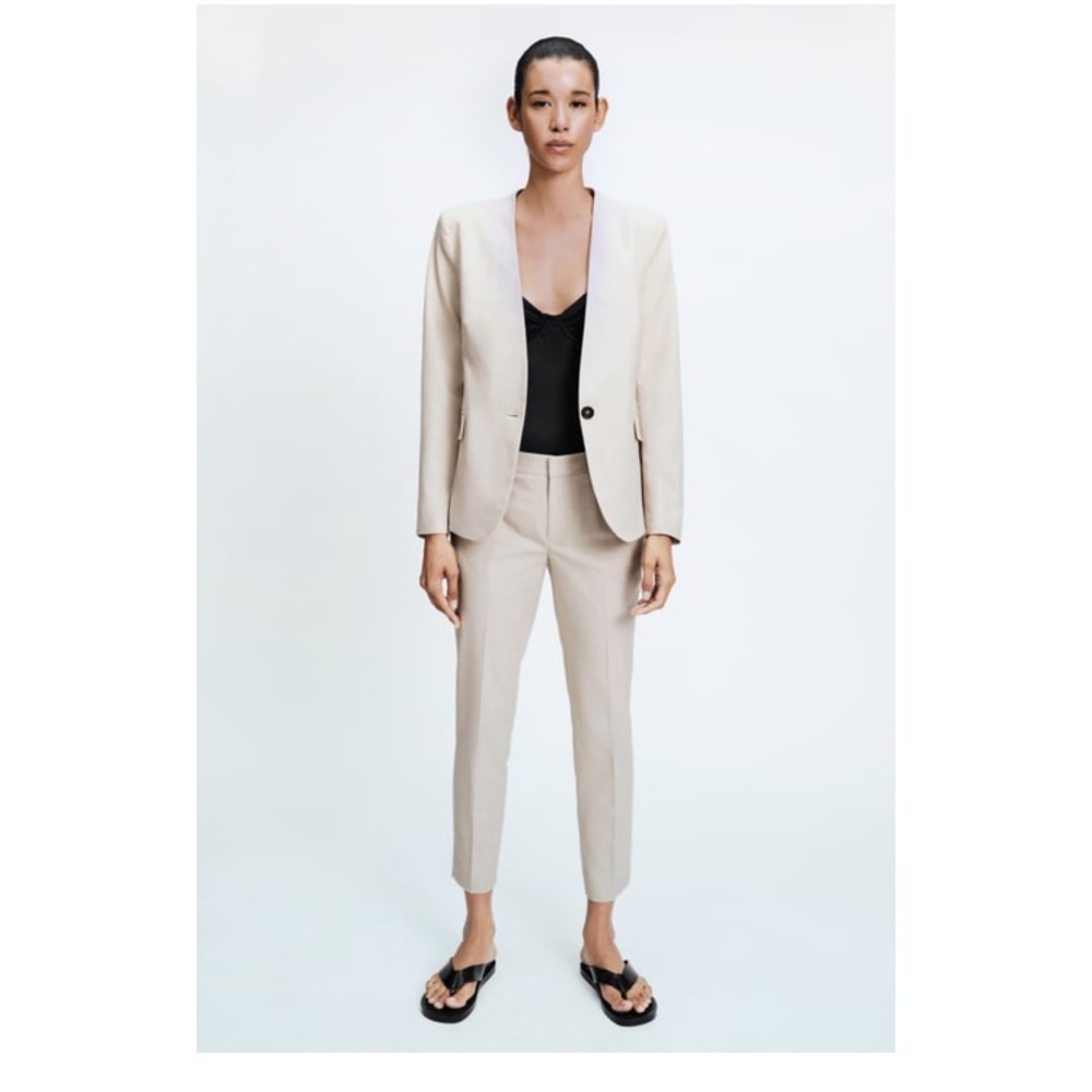 Zara Beige HEATHERED CIGARETTE PANTS 27 (US 4)